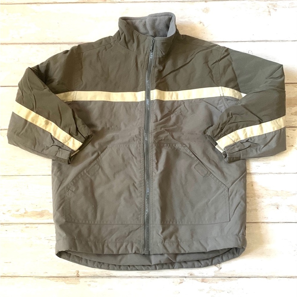Boys 10/12 Waterproof Quilted Jacket Fleece Zip Up Coat Kids Burlington Gray